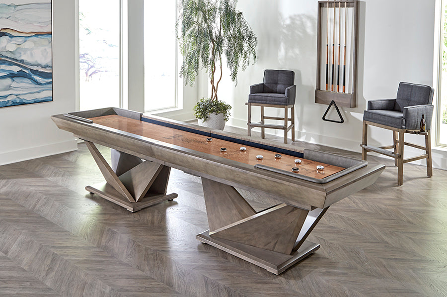 Origami Shuffleboard in a game room