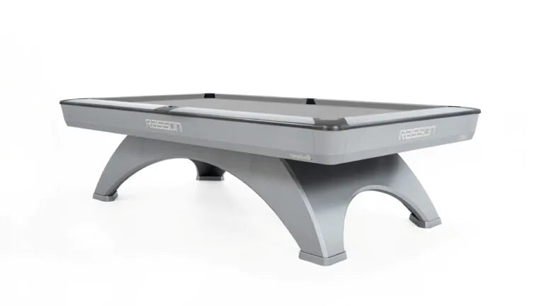 Rasson Ox II pool table in Silver Fluorocarbon