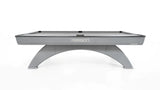 Rasson Ox II pool table in Silver Fluorocarbon - side view