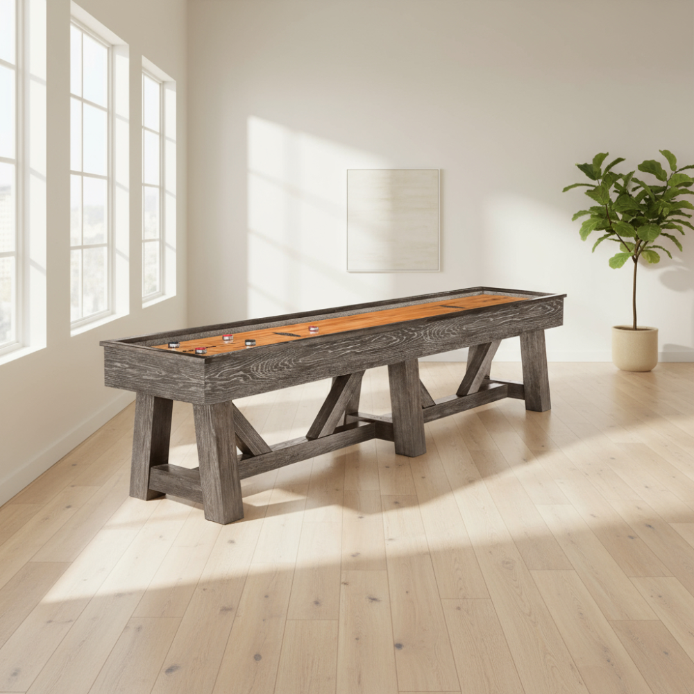 Botanic 12' Shuffleboard Table in Dark Charcoal finish