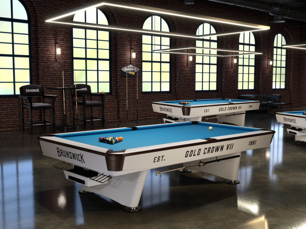 Gold Crown VII 9' Pool Table — Modern White finish