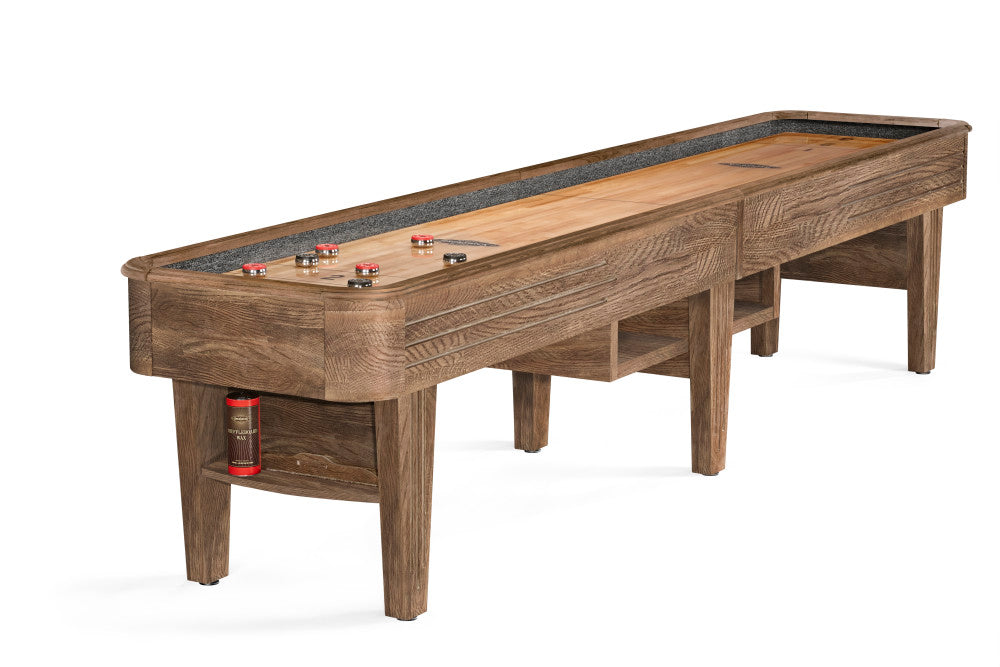 Andover II 12' Shuffleboard Table in Rustic Dark Brown finish