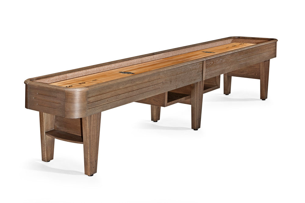 Andover II 14' Shuffleboard Table in Rustic Dark Brown finish
