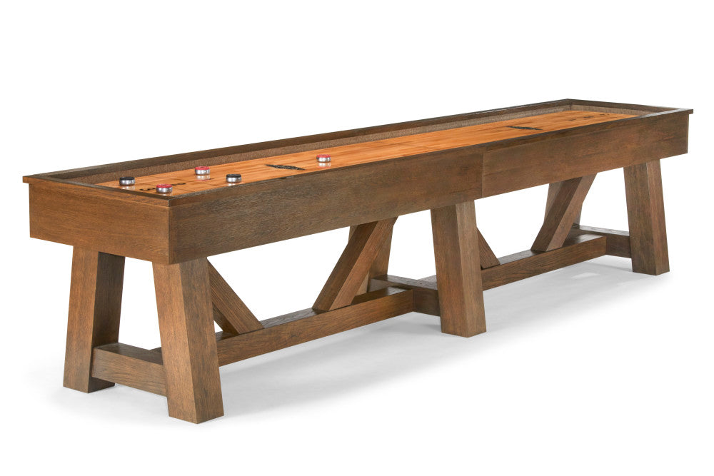 Botanic 12' Shuffleboard Table in Rustic Dark Brown finish