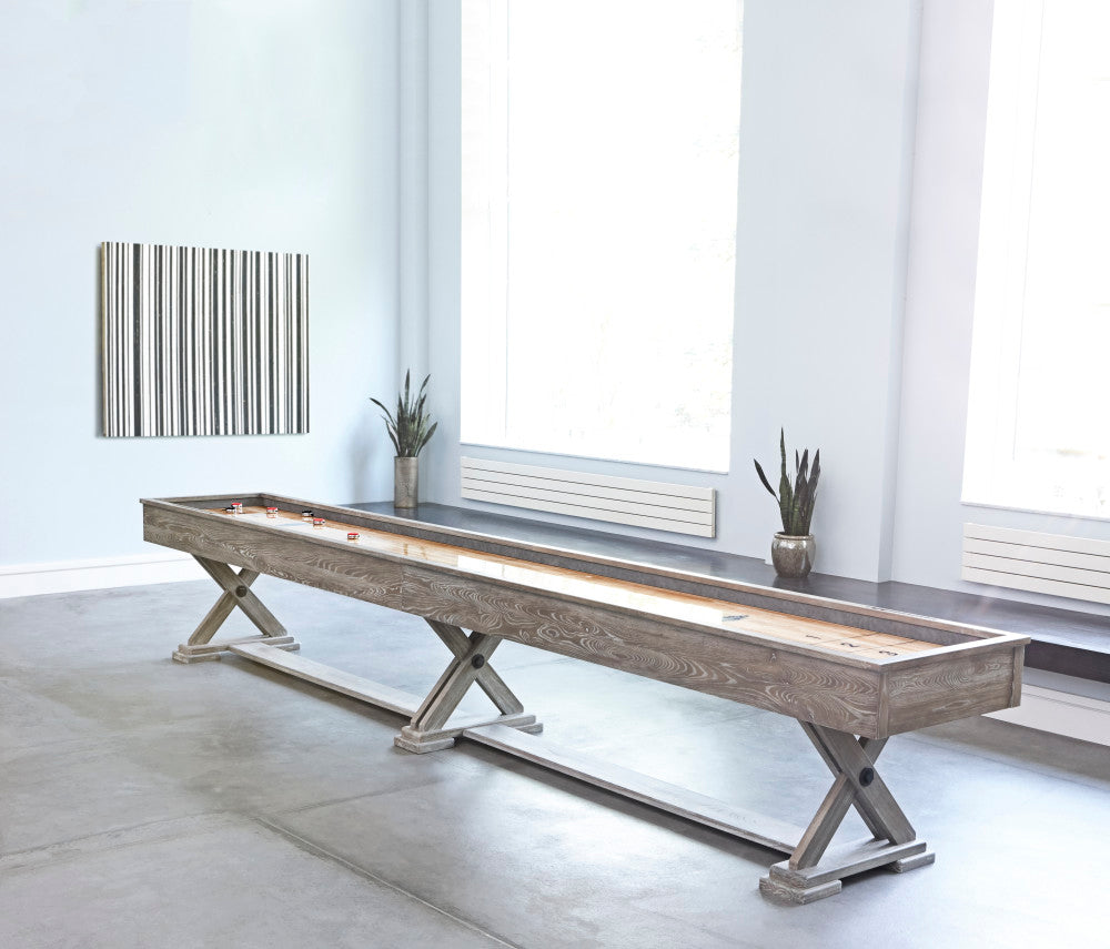Brixton 14' Shuffleboard Table in Driftwood finish