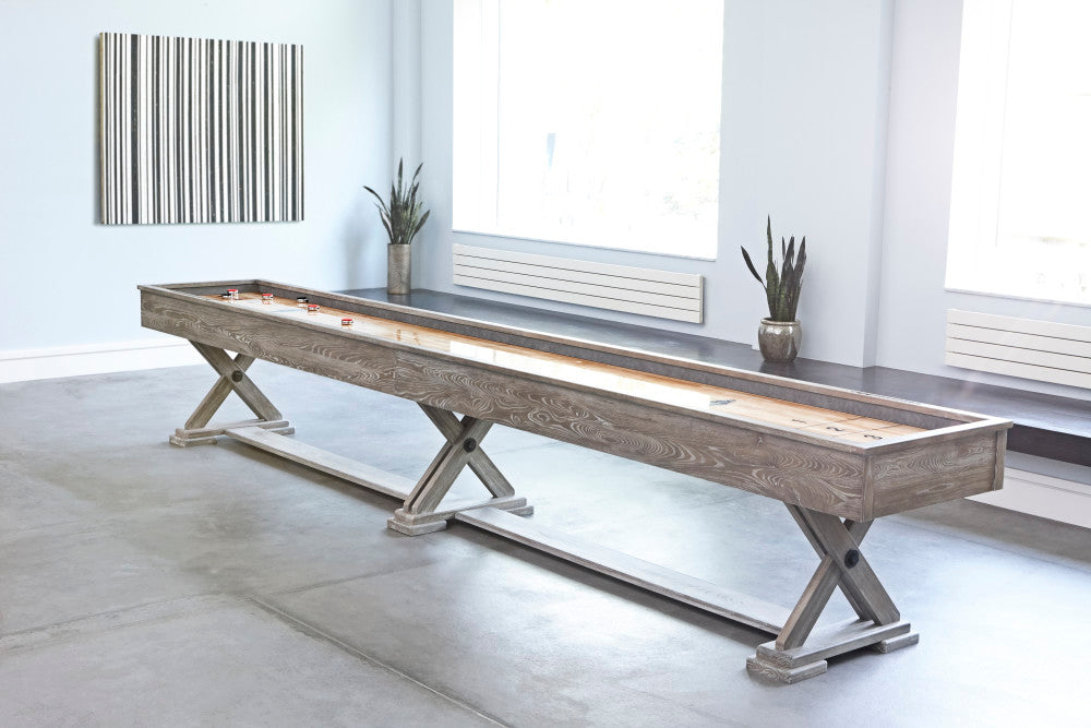 Brixton 14' Shuffleboard Table in Driftwood finish