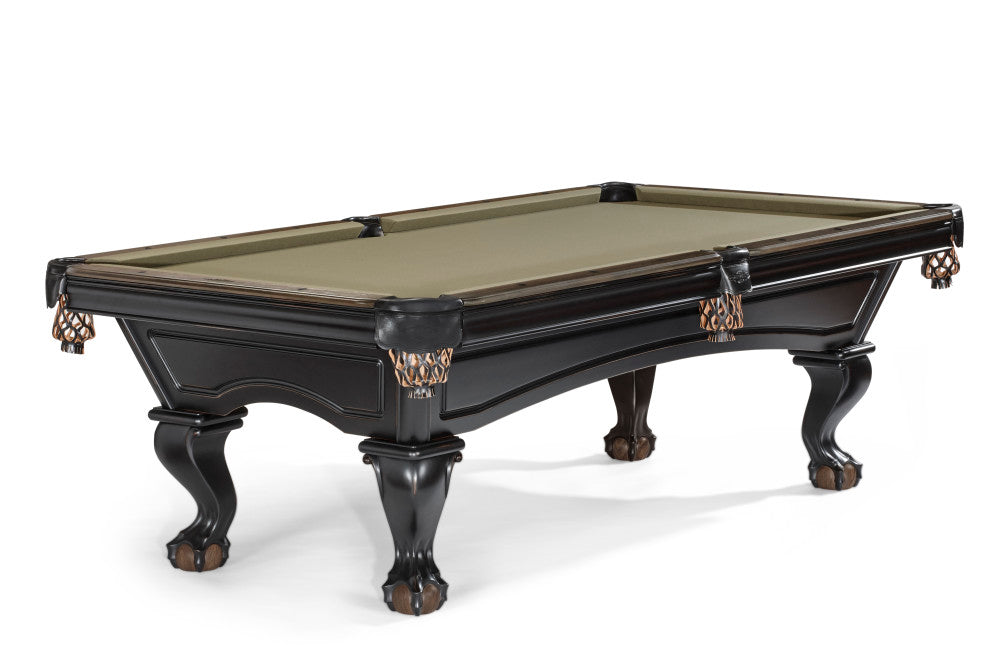 Glenwood 7' Pool Table with Talon Ball & Claw Leg — Matte Black with Coffee finish