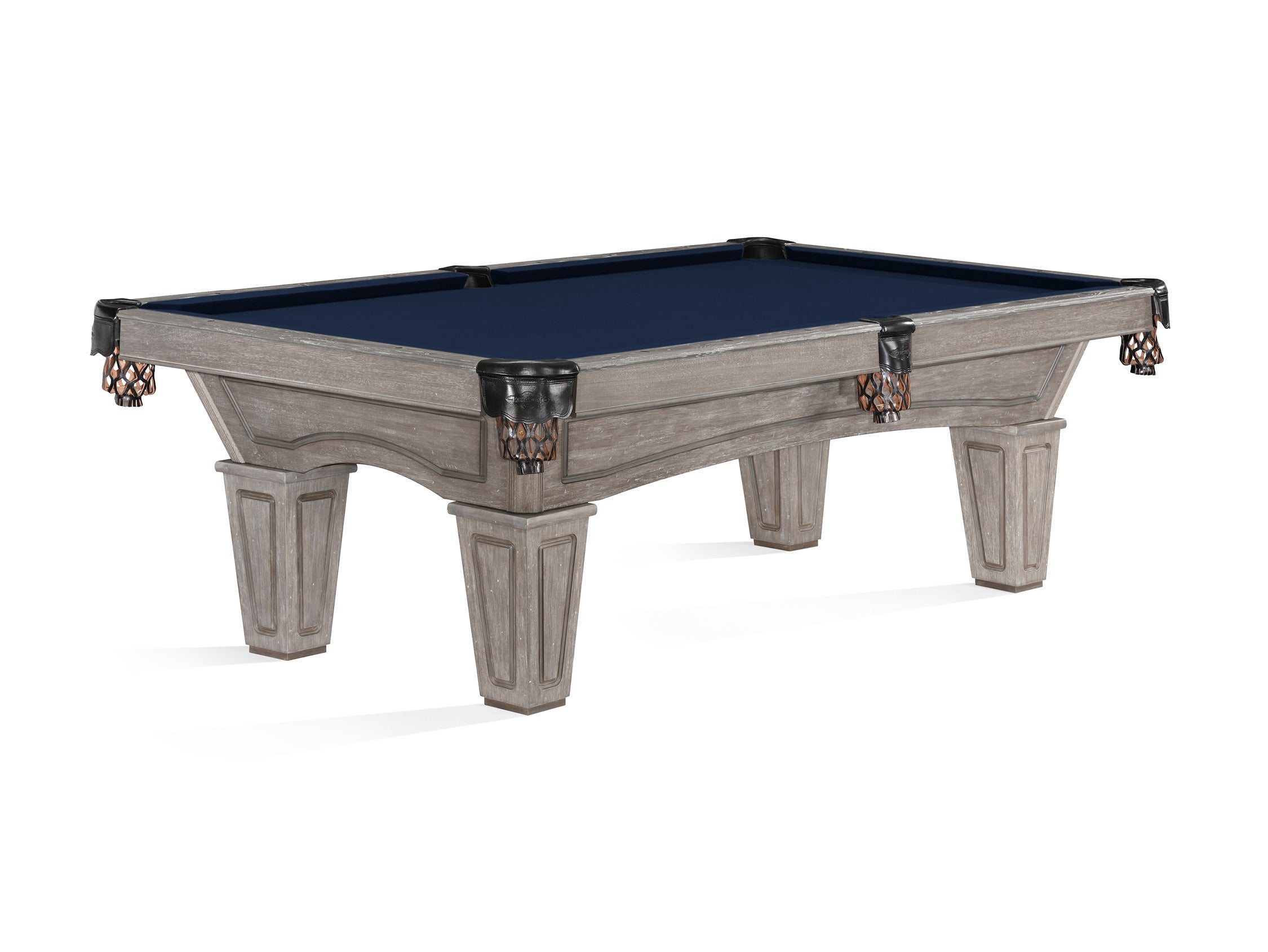 Brunswick Allenton with Tapered Leg — Driftwood Grey finish with Midnight Blue cloth